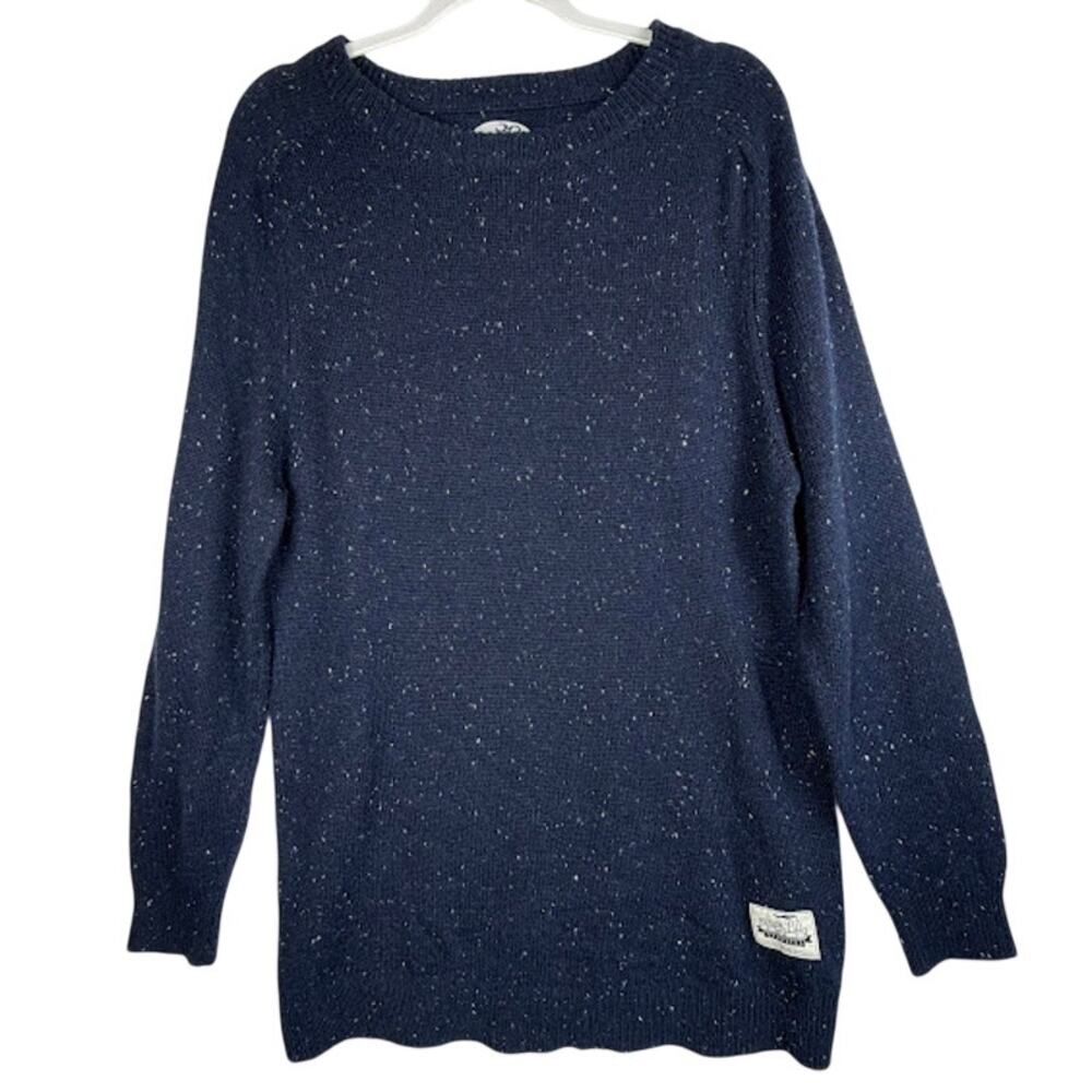 Drop Dead Guys Speckled Knit Sweater Blue Wool Blend Size L